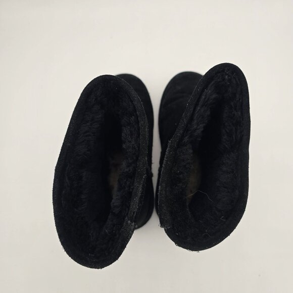 Bearpaw Emma Short Black Suede & Sheepskin Boots Womens Size 8 - Picture 4 of 9